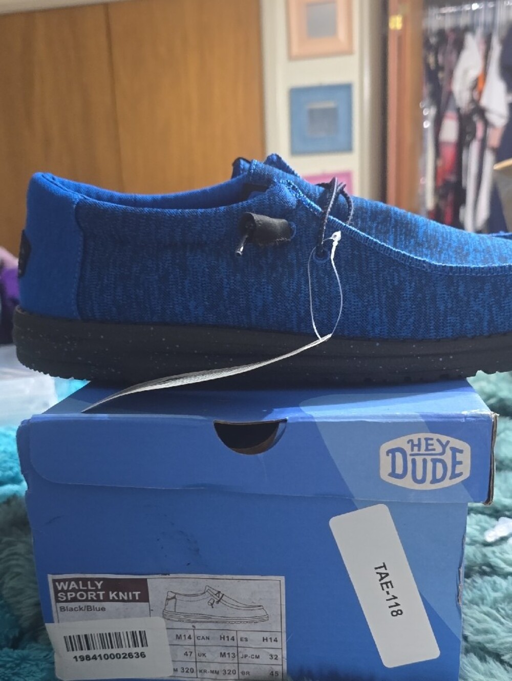 Hey Dude Blue Knit Slip-On Casual Shoes with Black Soles - Picture 7 of 7